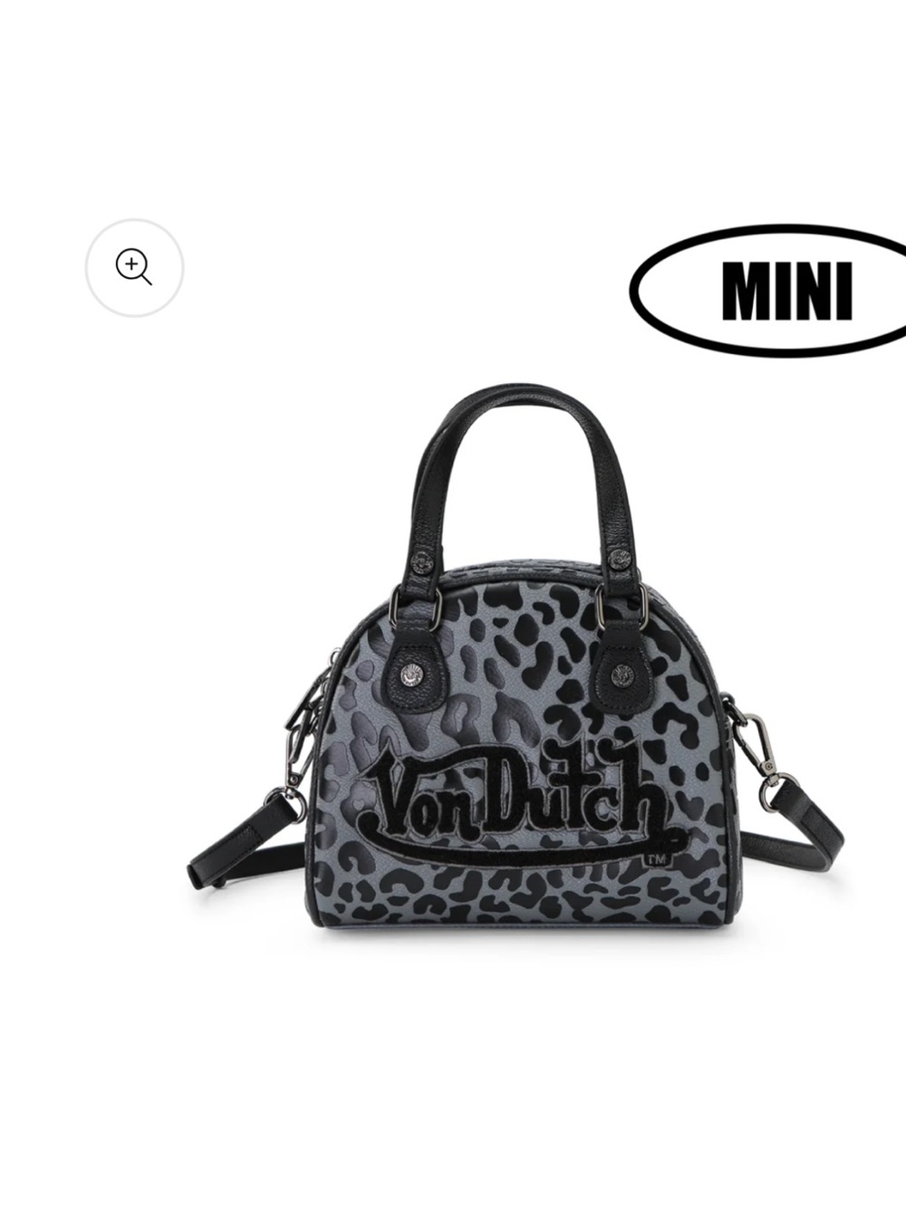 NWT Von Dutch Mini Bowling Bag - Gray Black Cheetah Leopard Y2K Crossbody